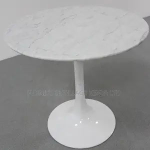 Full White Marble Home Office Round Dining Table