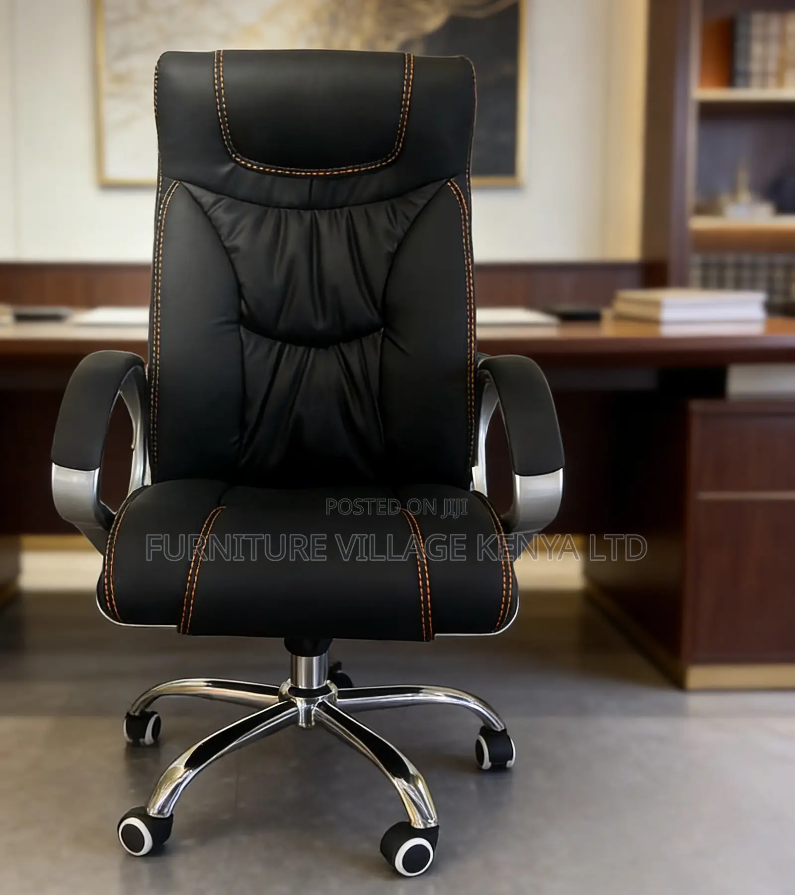 Height Adjustable Leather Cushioned Computer Chair