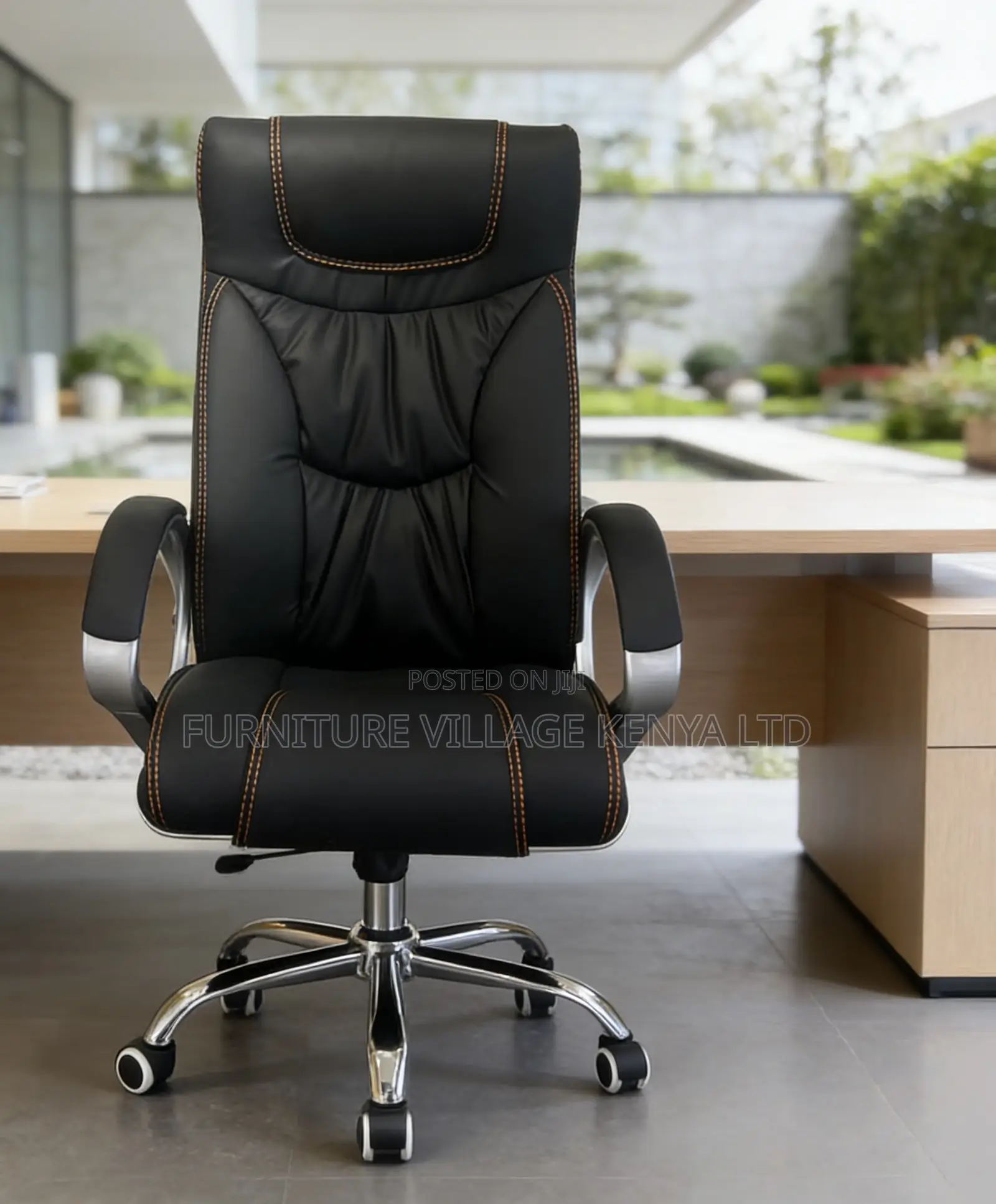 Height Adjustable Leather Cushioned Computer Chair