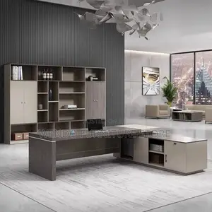 Office Desk : 1.6m Modern L-Shaped Executive Office Desk.