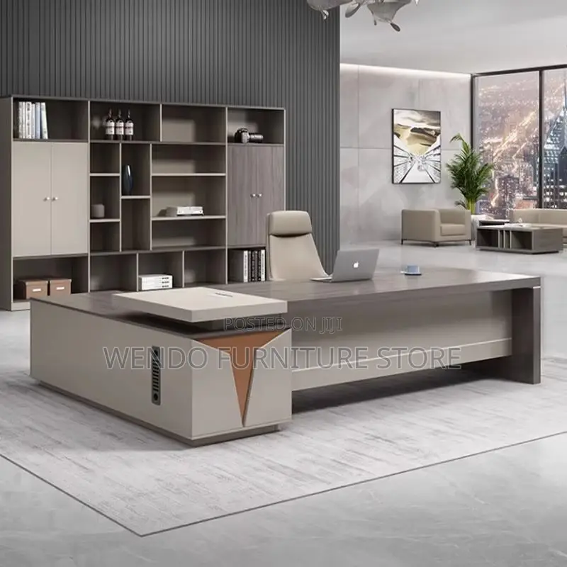Office Desk : 1.6m Modern L-Shaped Executive Office Desk.