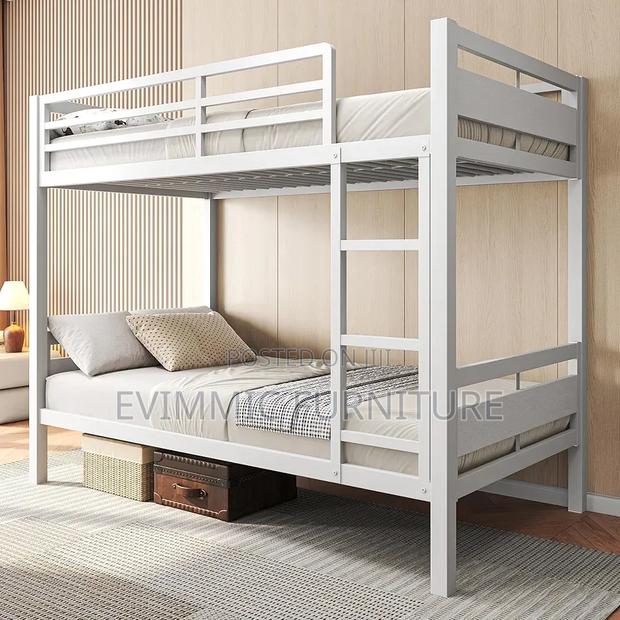 Heavy Duty Industrial White Metal Bunk Bed 4*6 Ft - thumbnail 2