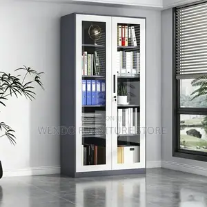 Office Cabinet White and Grey Modern Metallic Filing Cabinet