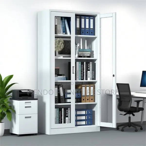 Office Cabinet White and Grey Modern Metallic Filing Cabinet
