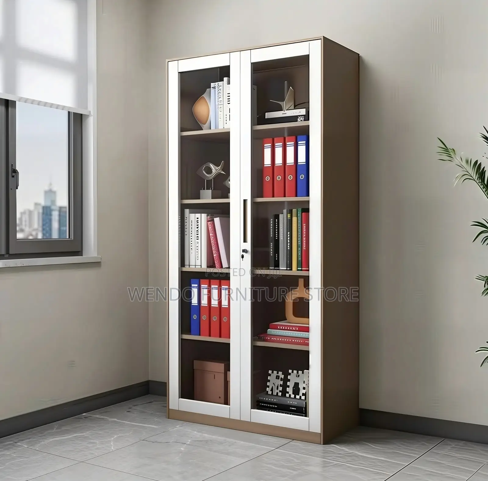 Office Cabinet White and Grey Modern Metallic Filing Cabinet