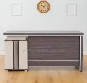 Office Desk 1.4m Lunato Study Desk in Grey Oak With Lockable Drawers
