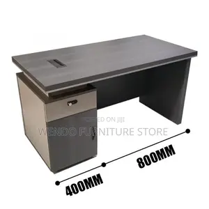 Office Desk 1.4m Lunato Study Desk in Grey Oak With Lockable Drawers