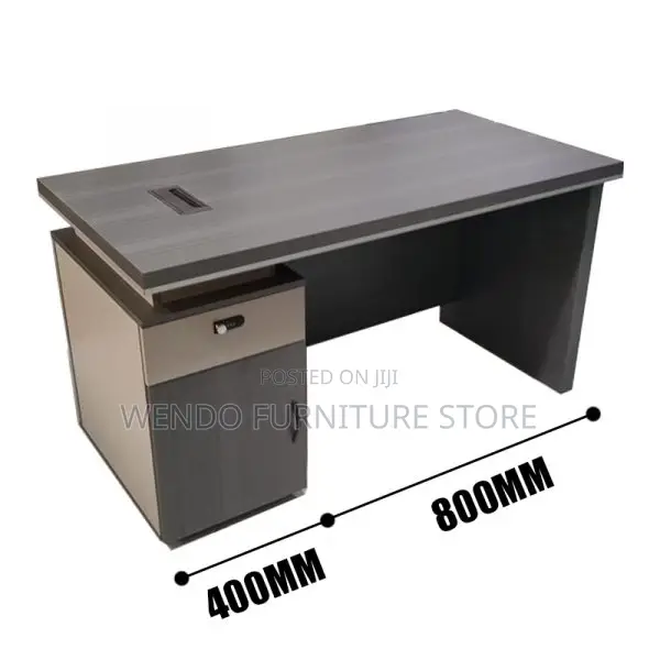 Office Desk 1.4m Lunato Study Desk in Grey Oak With Lockable Drawers