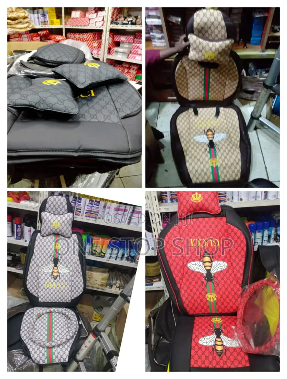 Breathable Gucci Seat Covers With Matching Neck Pillows Steering