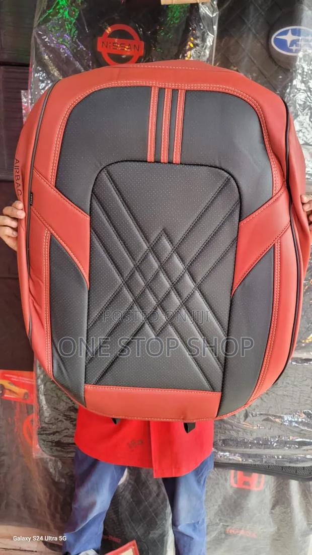 Diamond Stitched Pattern Red Black Heavy Pu Leather Wipable Seat Cover
