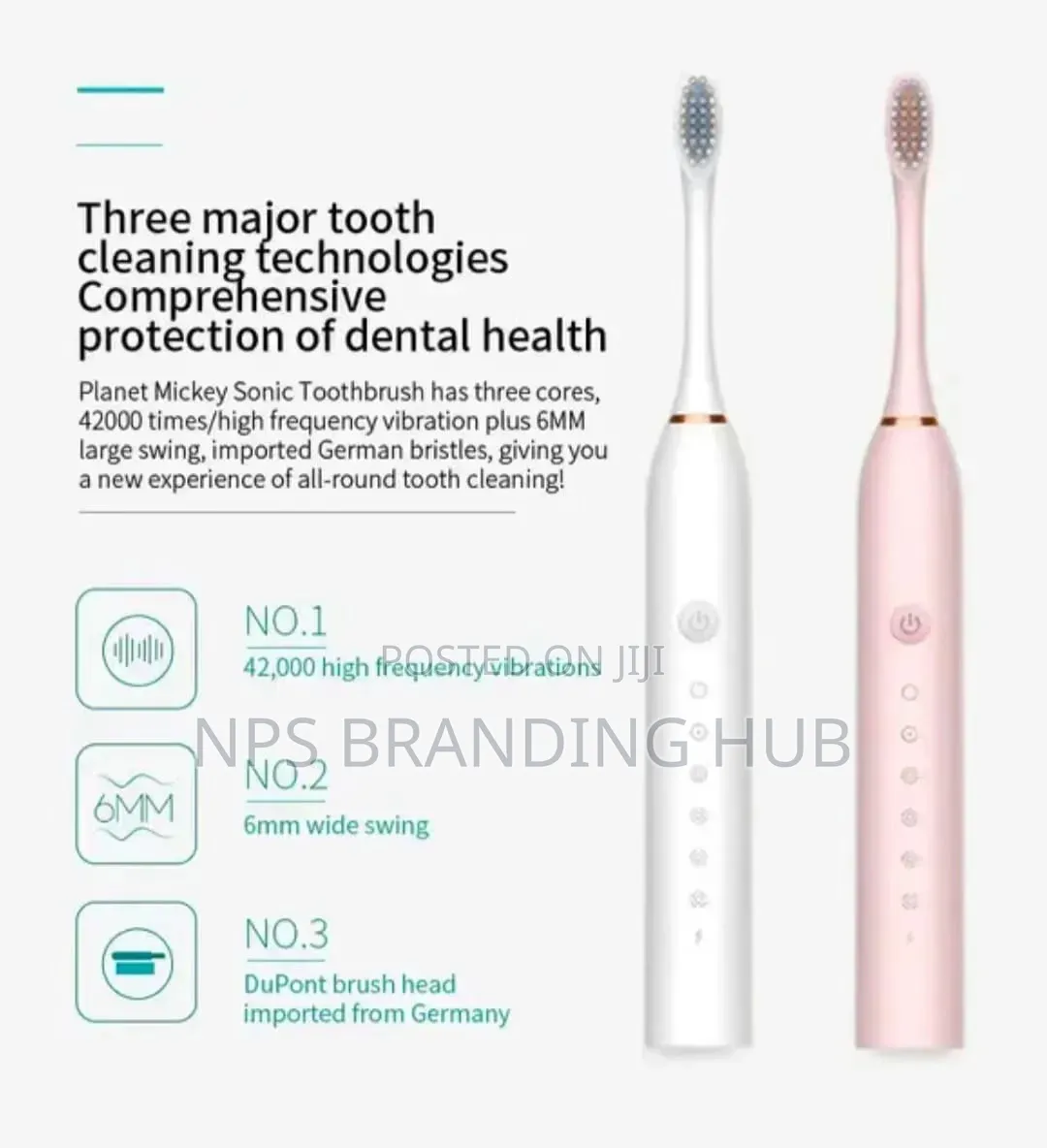 Sonic Electric Toothbrush 3 Brush Heads Cn