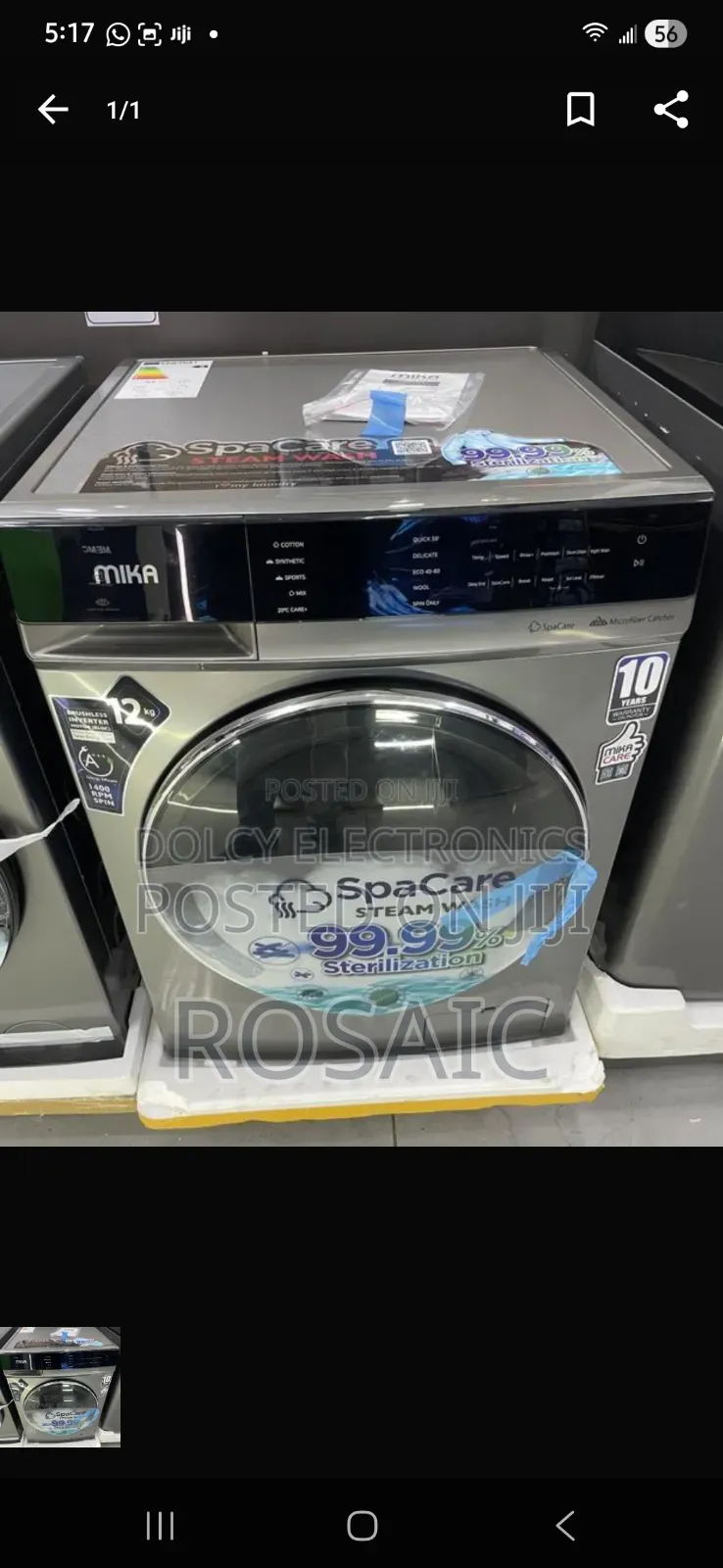 Mika Washing Machine 12kg Wash and Spin Inverter Motor, Front Load