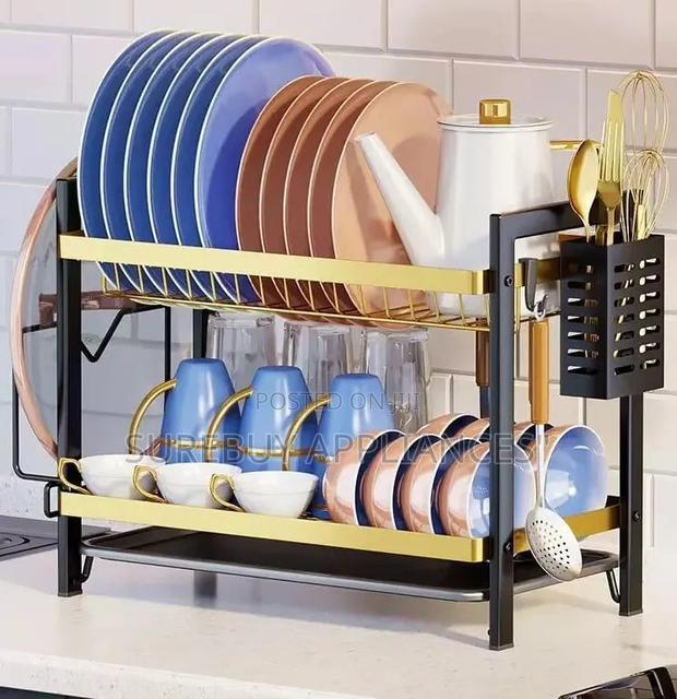 Luxury 2 Tier Black Gold Dish Drying Rack