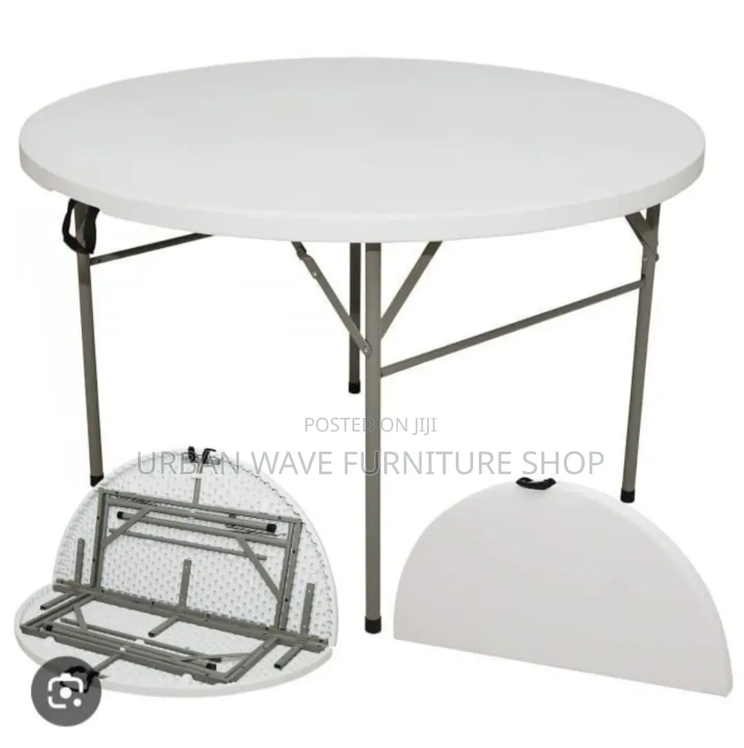 Foldable White Round Outdoor Table