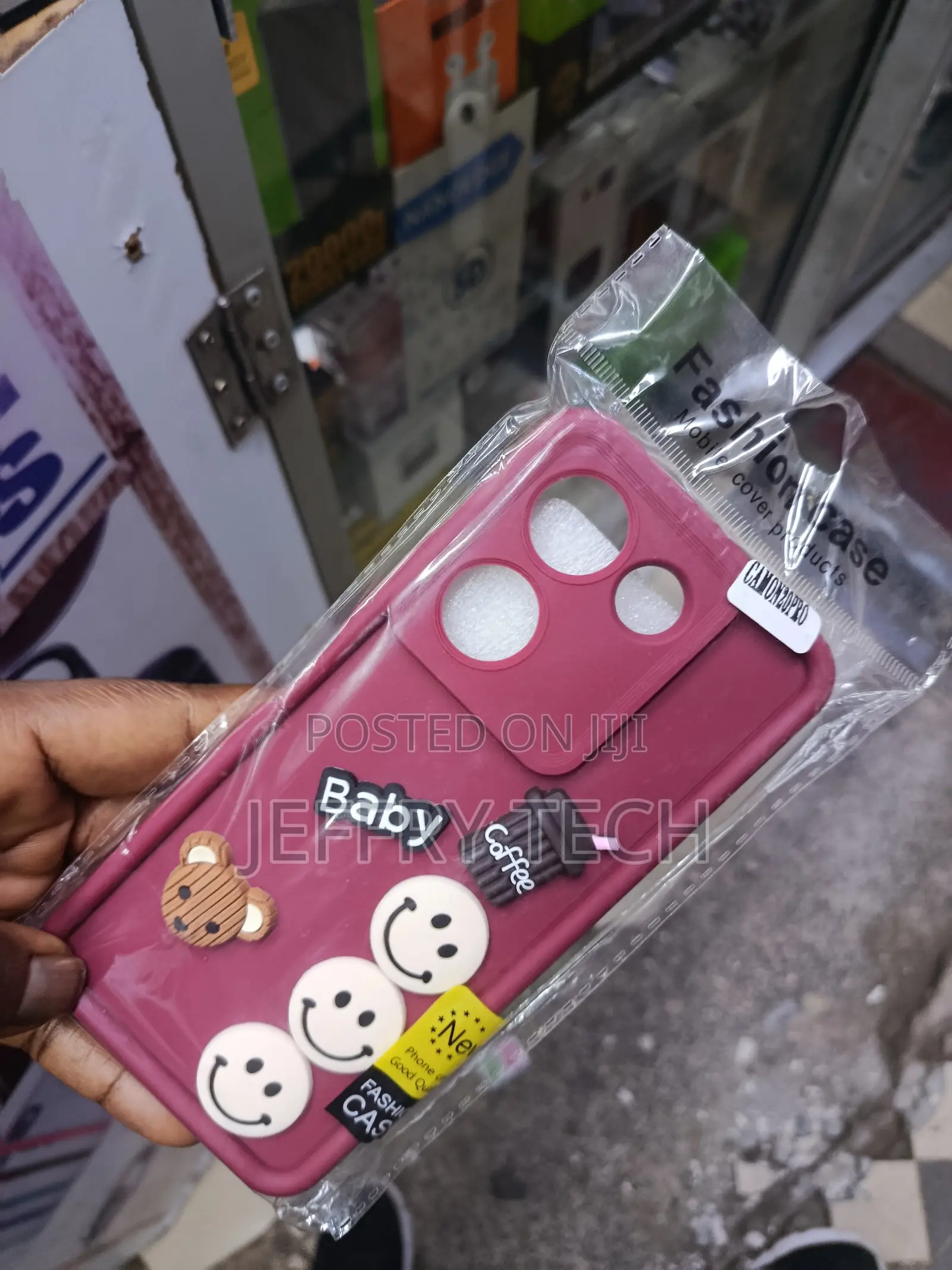 Burgundy Silicone Case With 3d Cartoon for a Tecno Camon 20 Pro.