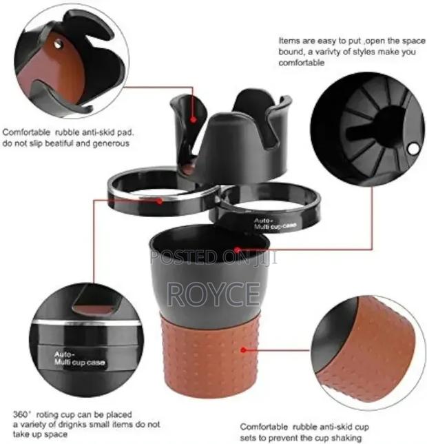 Adjustable 5 In1 Multifunction Rotating Car Cup Holder - thumbnail 6