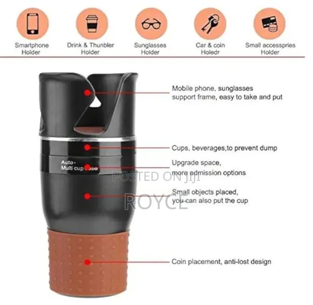 Adjustable 5 In1 Multifunction Rotating Car Cup Holder - thumbnail 7