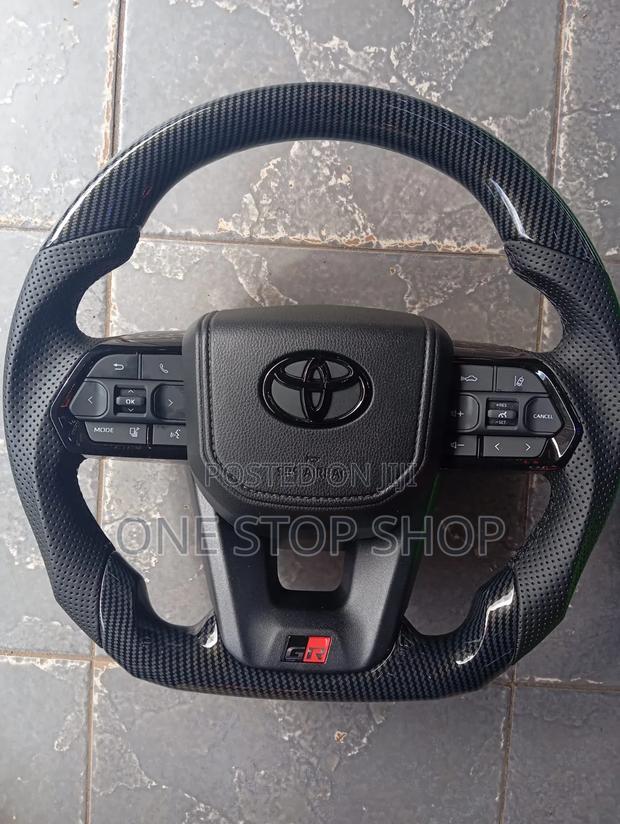 Toyota Gr Sport Style Carbon Fiber Steering Wheel Flat Bottom Design