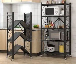 Big Size Foldable Kitchen Rack With Wheels