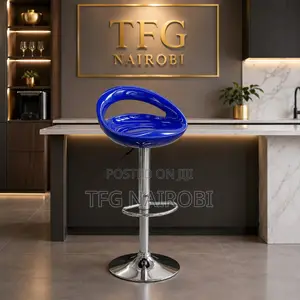 Pmbs800-1 Blue Adjustable Bar Stool - Swivel Chrome Base