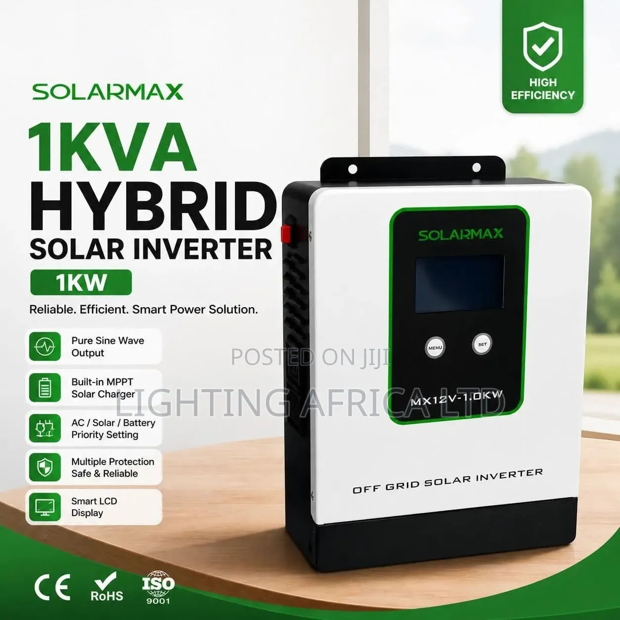 1kva - 12v Hybrid Solarmax Power Inverter 50a MPPT Controller 21 VDC