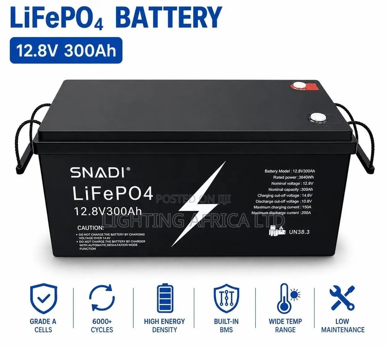 300ah - 12v Snadi Lithium Ion Solar Heavy Duty Battery. 6000 Cycle