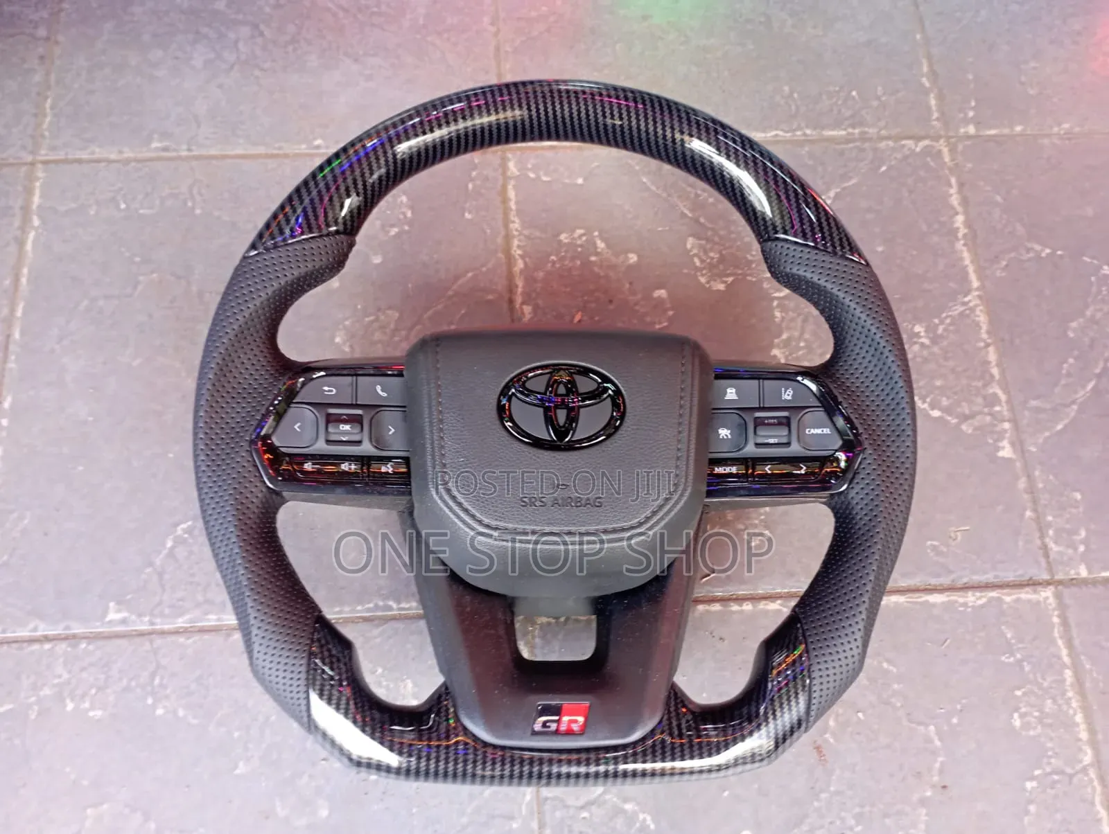 Gr Upgrade Steering Wheel Carbon Weave Layout,Flat Bottom,Perforated
