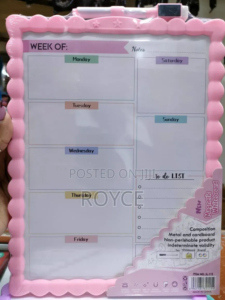 Magnetic White Board With Weekly Plan