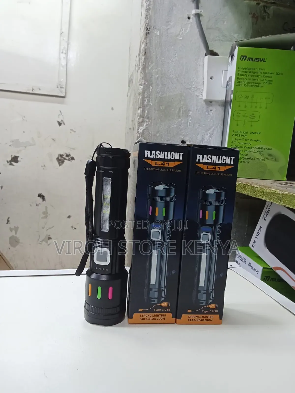 Rechargeable Pocket Flashlight Torch L41 With Side Lights