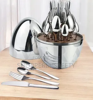 *24pc Silver Egg-Shaped Cutlery Set