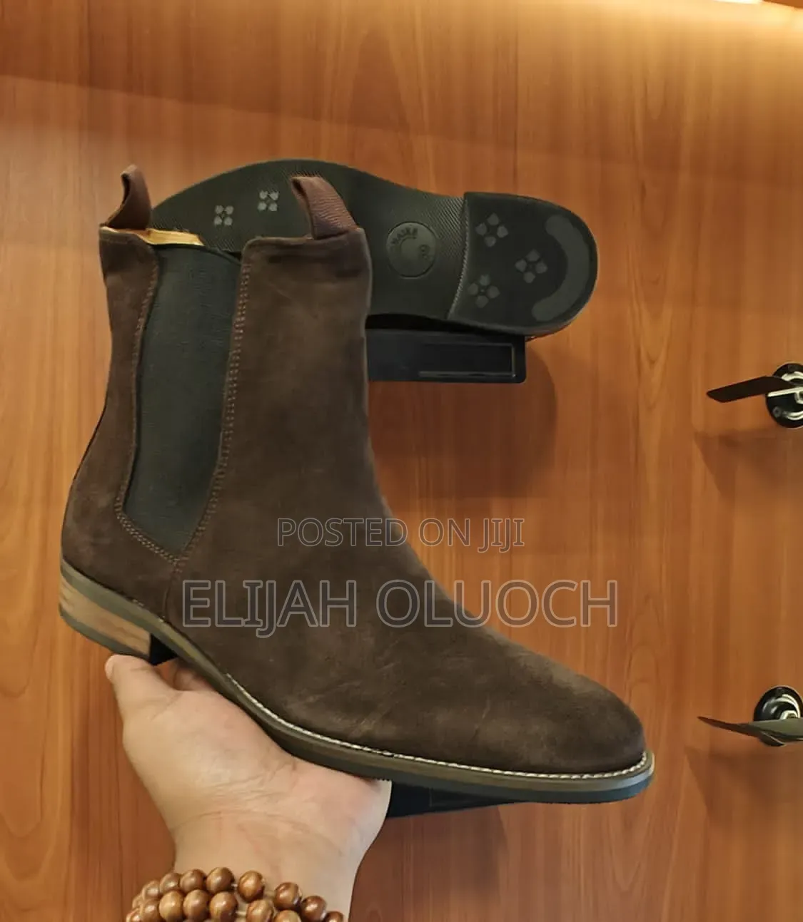 Dark Brown Billionaire Chelsea Boots Leather Suede[Over-Ankle]