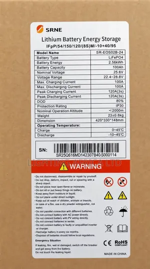 Srne 2.56kwh - 24v (100ah) Lithium Ion Solar Battery for Off-Grid Kits