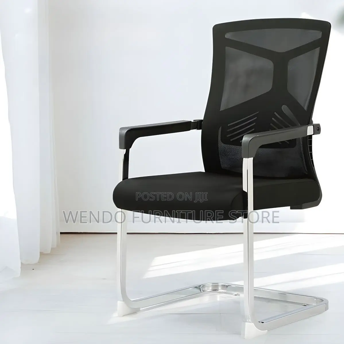 Office Chair : Yun54 Modern Black Ergonomic Mesh Office Visitor Chair