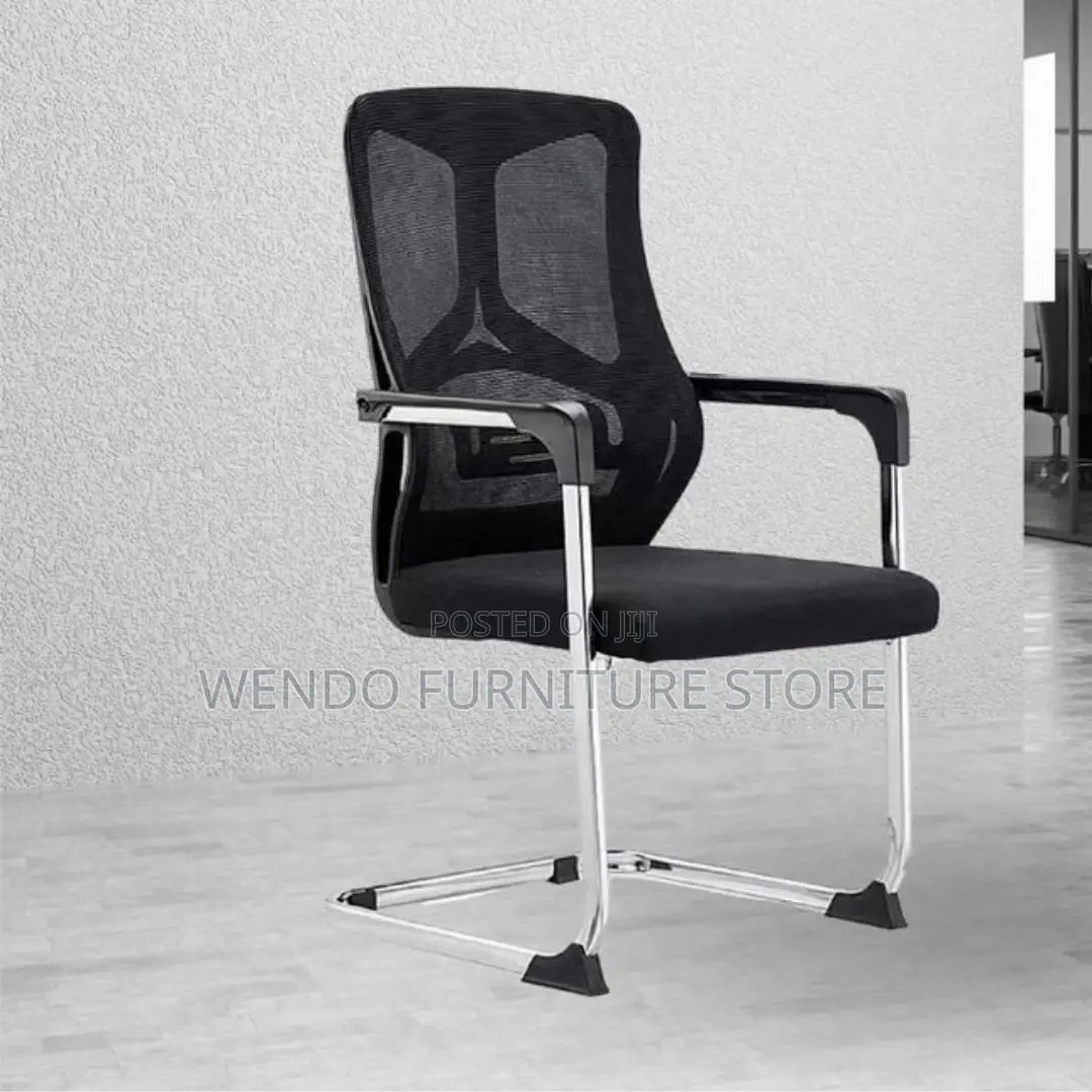 Office Chair : Yun54 Modern Black Ergonomic Mesh Office Visitor Chair