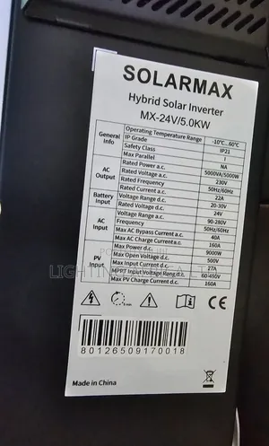 Solarmax 5kva - 24v Hybrid Inverter - 5.248 KWH - 24v Lithium Battery