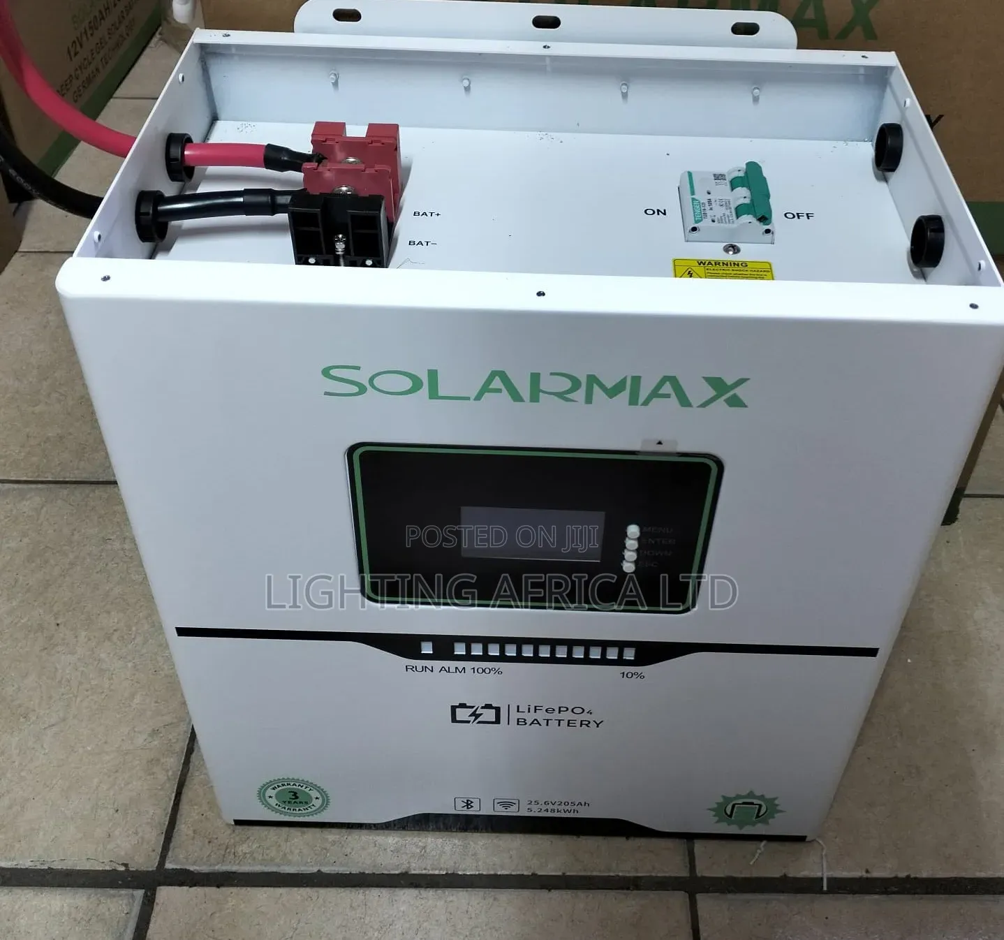 Solarmax 5.248kwh - 25.6v (205ah) Lithium Ion Solar Battery 6000 Cycle
