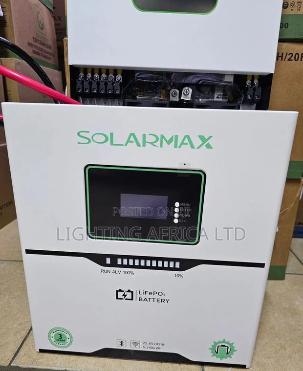 Solarmax 5.12kwh - 25.6v (205ah) Lithium Ion Solar Battery 6000 Cycle