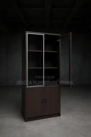 Office 2-Door Wooden Shelf Display Cabinet
