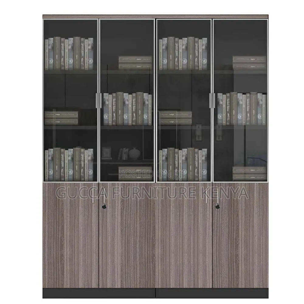 Office 2-Door Wooden Shelf Display Cabinet