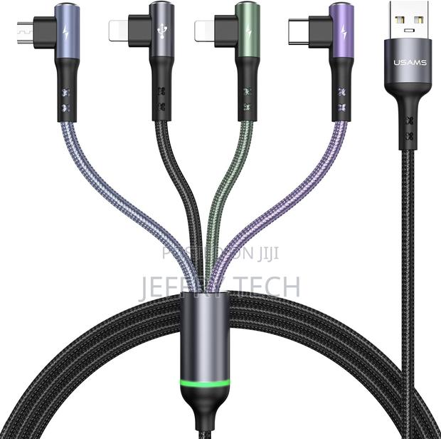 4 in 1 Right Angle Nylon Braided Multi Usb Charger Cable Multiple Fast - main view