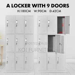 Office Cabinet; 9 Lockers Gray Executive Files Cabinet