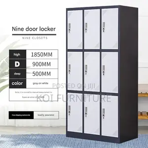 Office Cabinet; 9 Lockers Gray Executive Files Cabinet