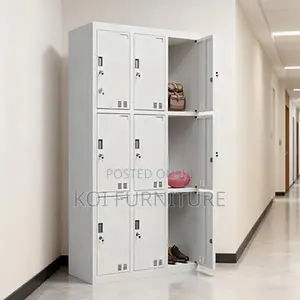 Office Cabinet; 9 Lockers Gray Executive Files Cabinet