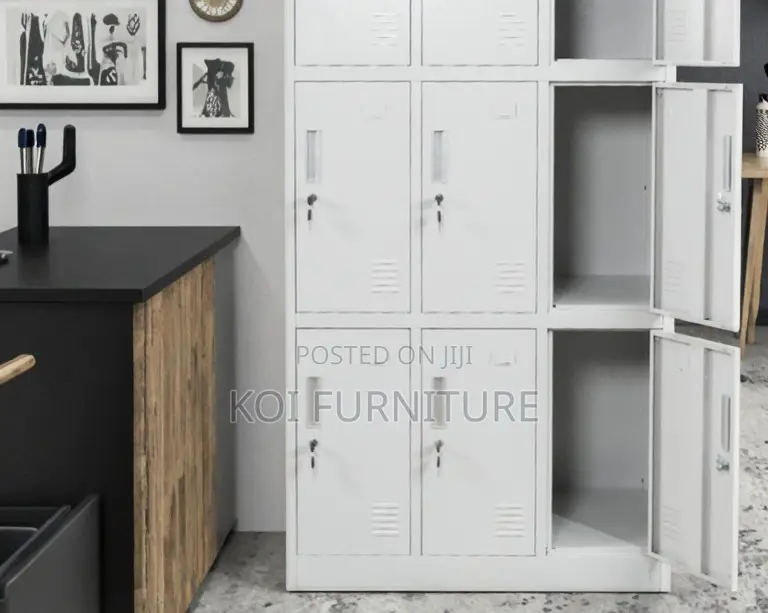 Office Cabinet; 9 Lockers Gray Executive Files Cabinet