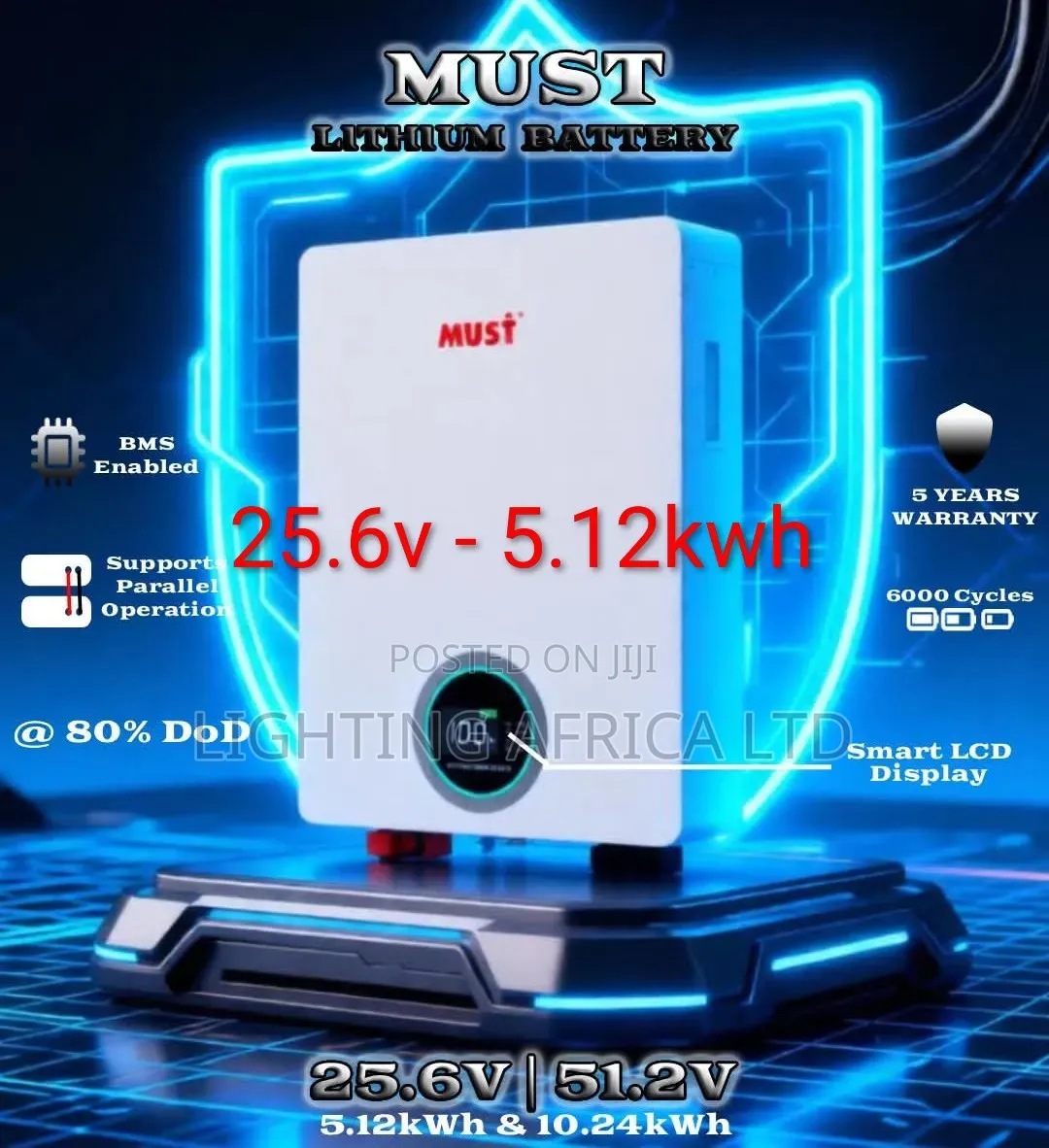 Must 26.5v - 5.12kwh Lithium Ion Battery 6000 Cycle