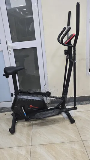 A Euromax Elliptical Cross Trainer Exercise Machine With a Seat.