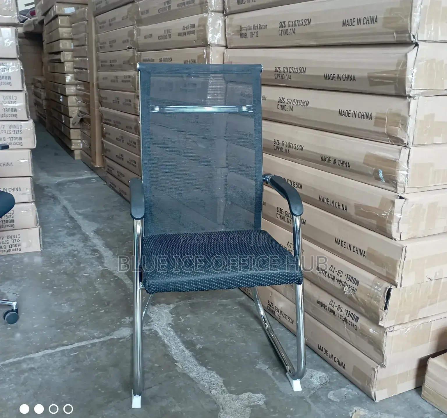 Office Chair - Modern Black Mesh Visitor Chair With Chrome Legs