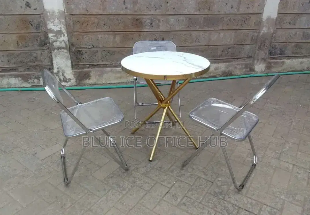 Transparent Foldable Chair With Round Table