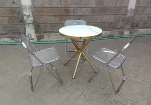 Transparent Foldable Chair With Round Table