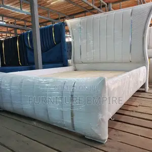 Luxury Curved Upholstered Bed Metallic Accents